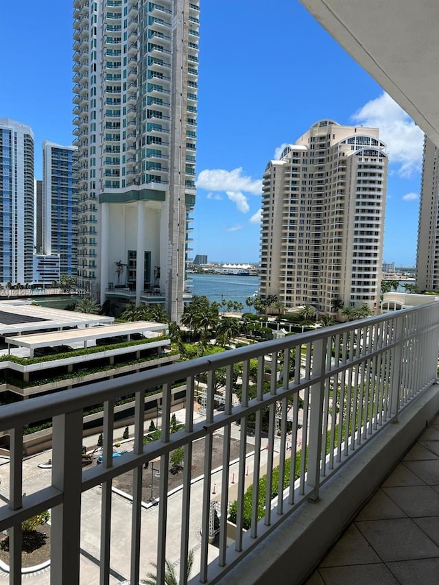 balcony with a water view