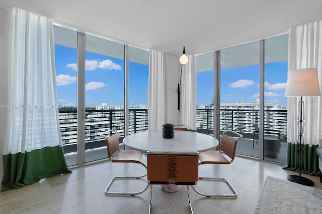 dining space featuring floor to ceiling windows and a wealth of natural light