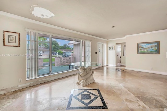 interior space with ornamental molding