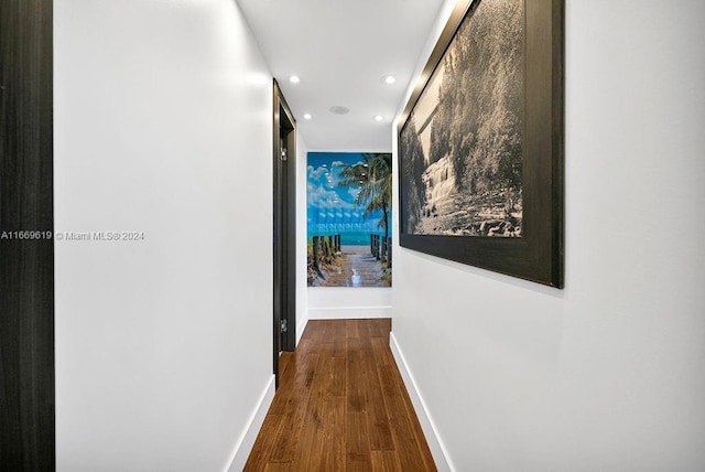 hallway featuring wood-type flooring