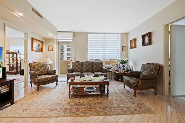 living room with wood-type flooring