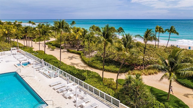 exterior space with a view of the beach