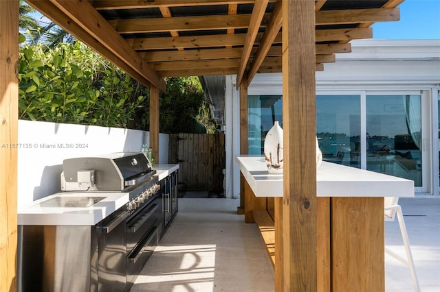 view of patio / terrace featuring an outdoor kitchen