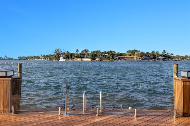 dock area featuring a water view