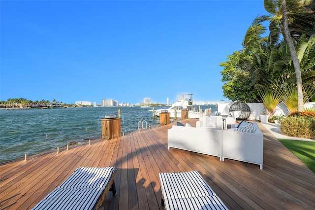 view of dock featuring a water view