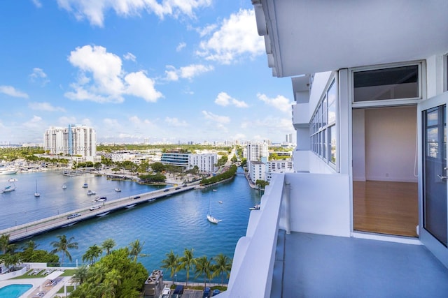 balcony with a water view