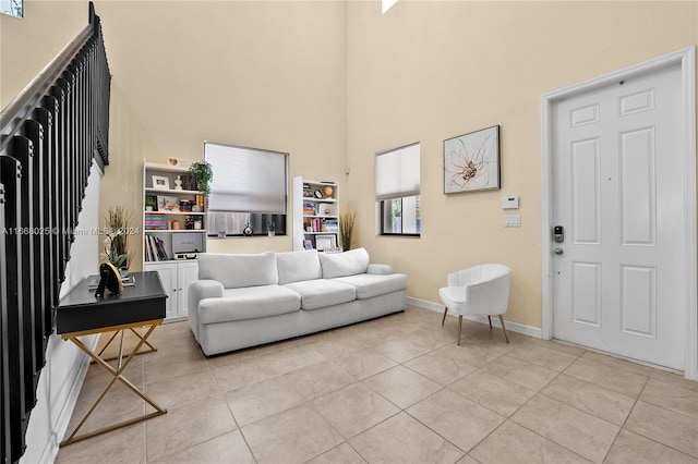 view of tiled living room