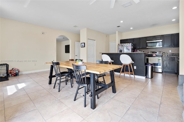 view of tiled dining space