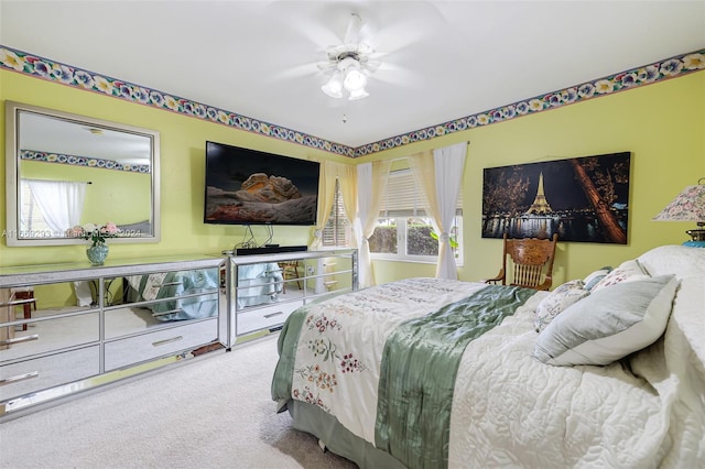 bedroom with carpet and ceiling fan