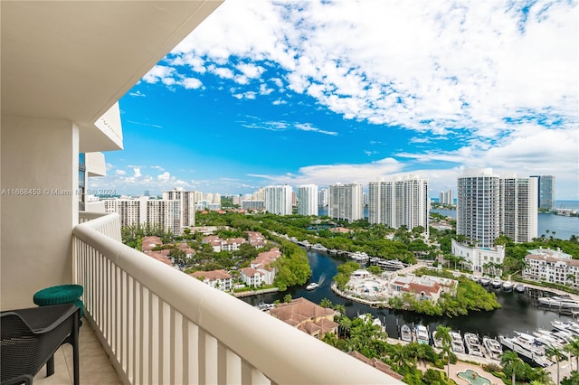 balcony with a water view