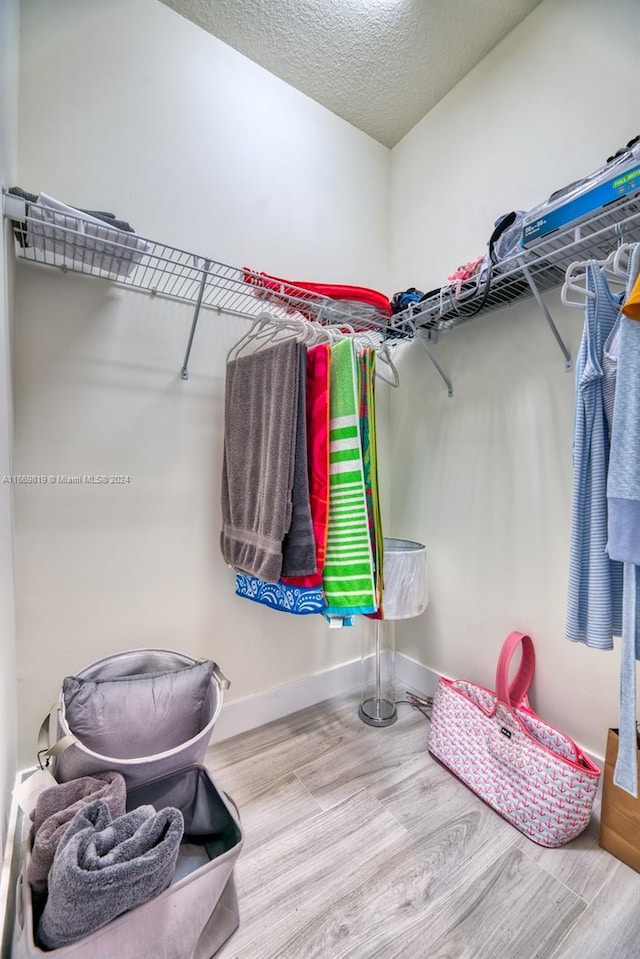 spacious closet featuring hardwood / wood-style flooring