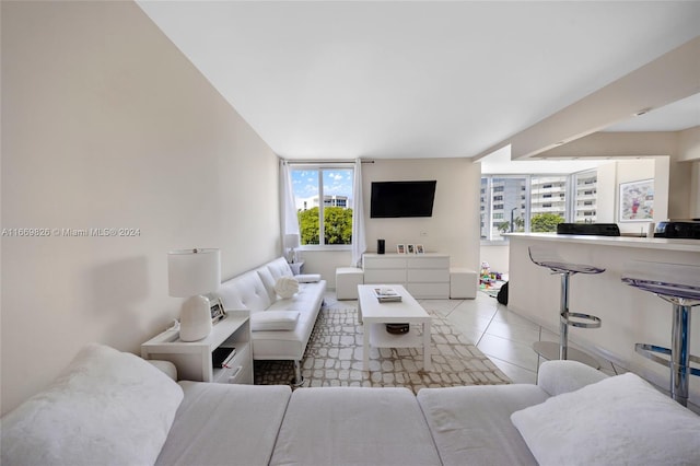 view of tiled living room