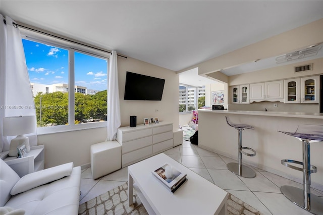 view of tiled living room