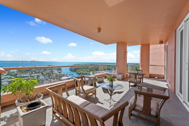 balcony with a water view