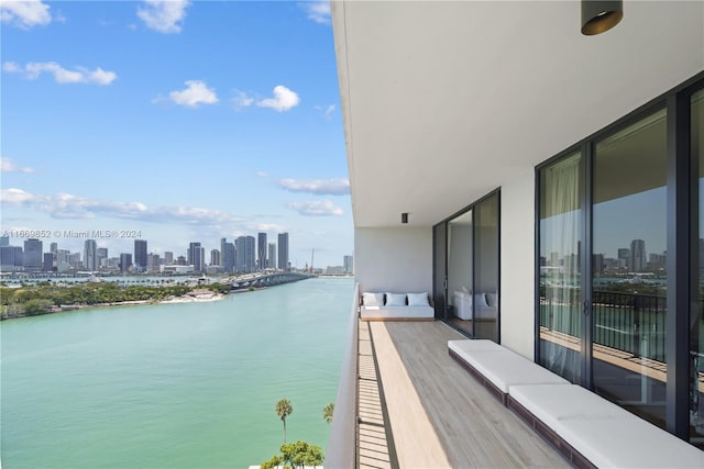 balcony with a water view