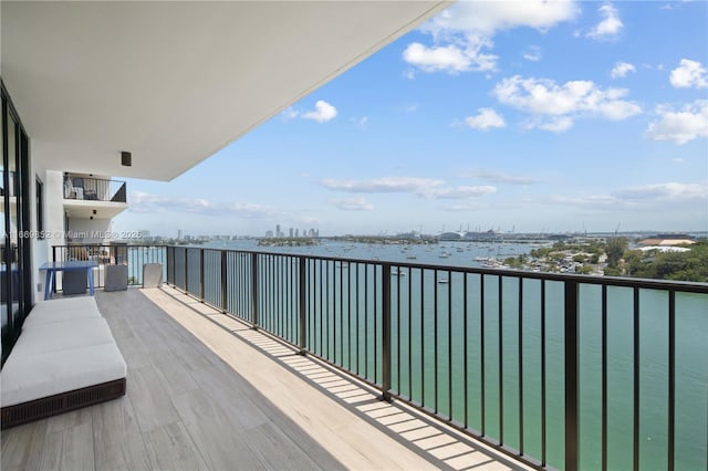 balcony with a water view