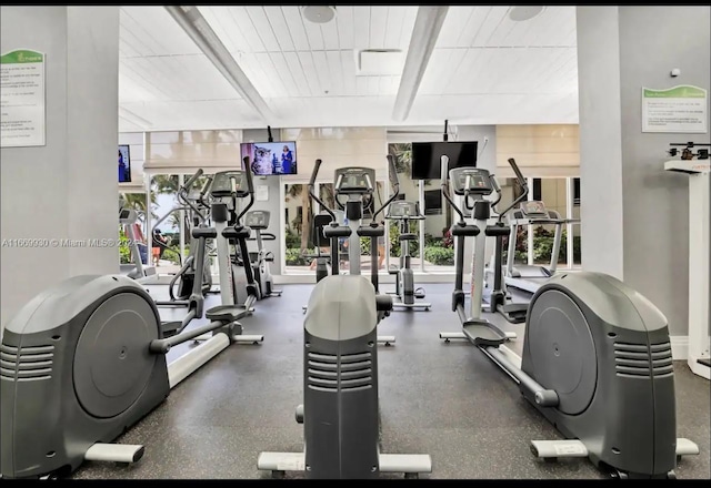 workout area featuring plenty of natural light