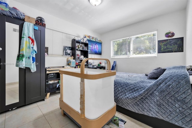 home office featuring light tile patterned floors