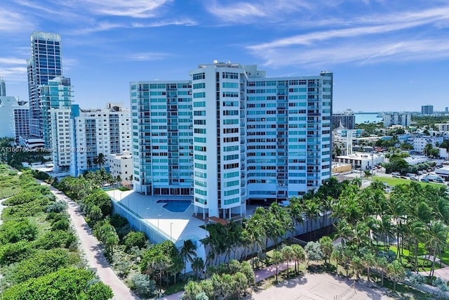 view of building exterior with a view of city