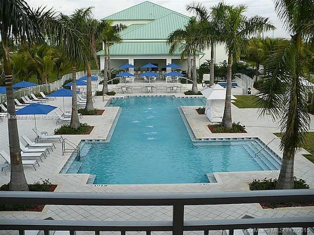 view of pool with a patio area