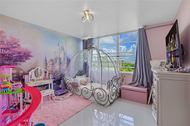 recreation room with light tile patterned floors