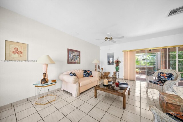 8144 SW 206th Ter, Cutler Bay, FL 33189 - living area featuring a ceiling fan and light tile patterned floors