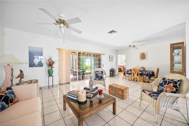 8144 SW 206th Ter, Cutler Bay, FL 33189 - living area with a ceiling fan and light tile patterned floors