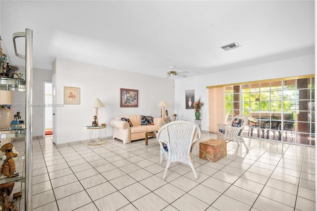 8144 SW 206th Ter, Cutler Bay, FL 33189 - living room with ceiling fan and light tile patterned flooring