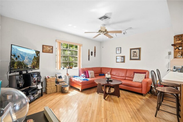 8144 SW 206th Ter, Cutler Bay, FL 33189 - living room featuring ceiling fan and wood-type flooring