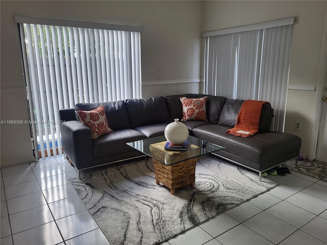 view of tiled living room