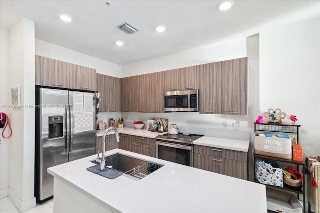 4636 NW 84th Ave Unit 47, Doral, FL 33166 - kitchen featuring a sink, modern cabinets, visible vents, and stainless steel appliances