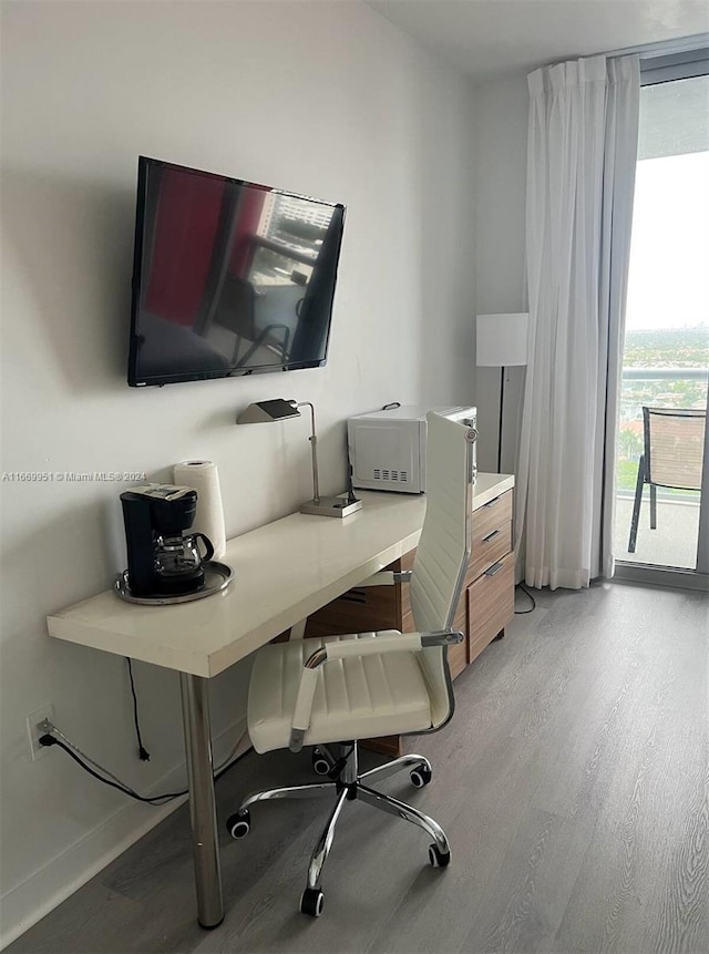 office space featuring light hardwood / wood-style floors