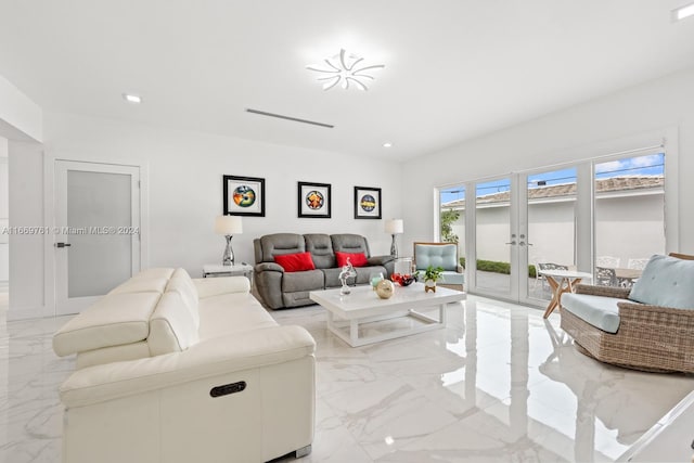 living room with french doors