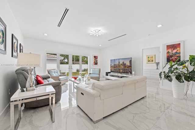 living room with french doors