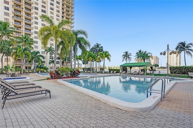 view of swimming pool with a gazebo