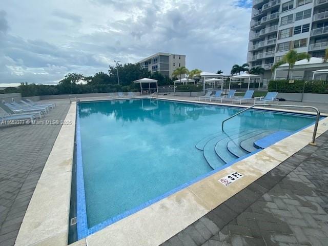 view of pool featuring a patio