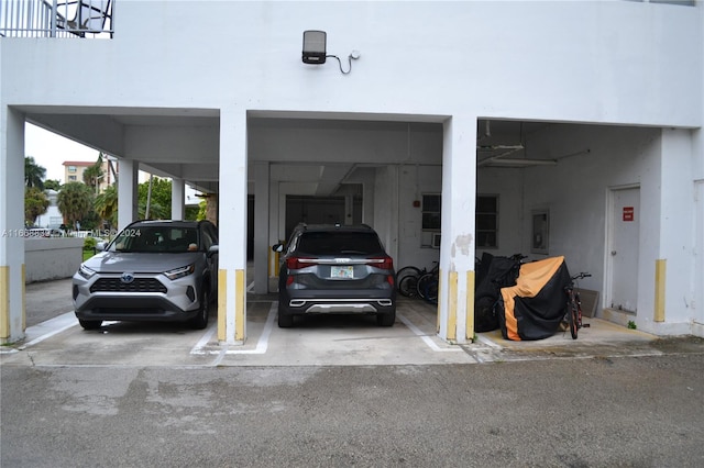 garage with a carport