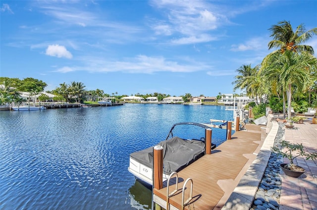 view of dock featuring a water view