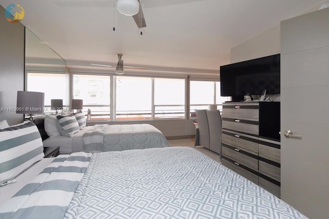 bedroom featuring ceiling fan