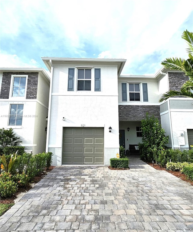 view of front of house with a garage