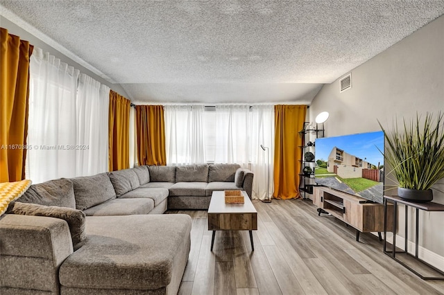 3660 SW 59th Ave Unit 1, Davie, FL 33314 - living room with a textured ceiling, light wood-style floors, and visible vents
