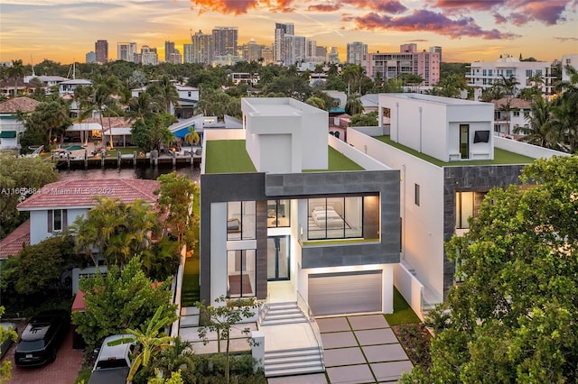 view of front of property with a garage