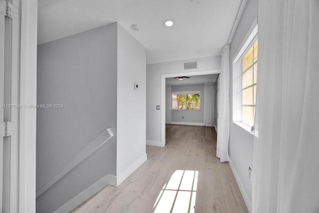 hall featuring light wood-type flooring