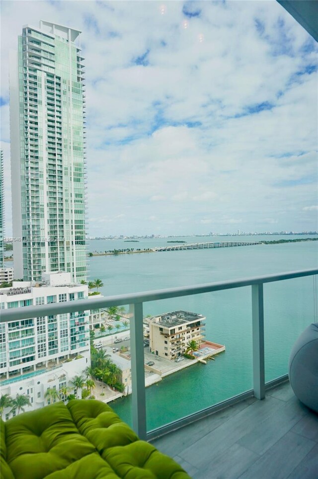 balcony with a water view