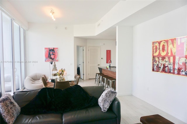 living room featuring light hardwood / wood-style flooring