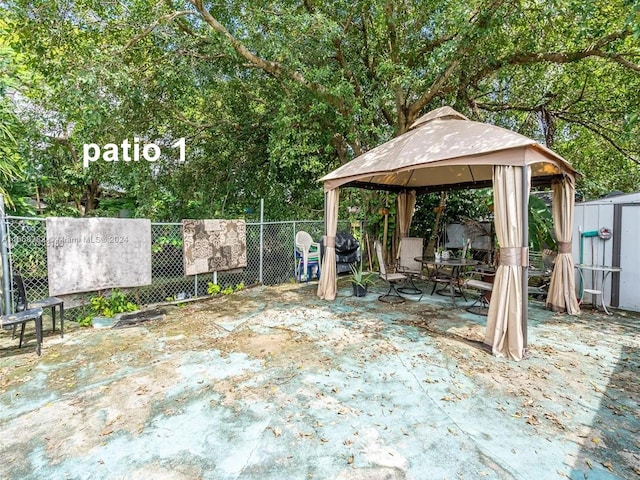 view of patio with a gazebo