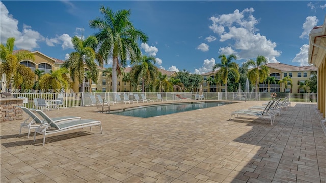 view of pool featuring a patio