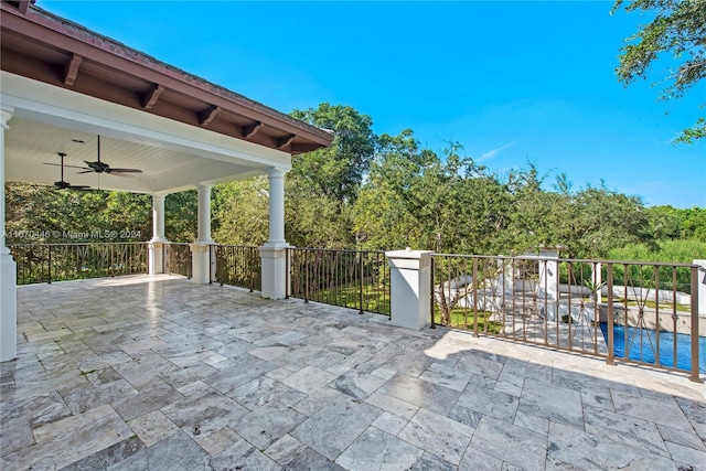 view of patio with ceiling fan