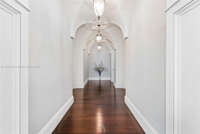 hallway featuring dark hardwood / wood-style flooring