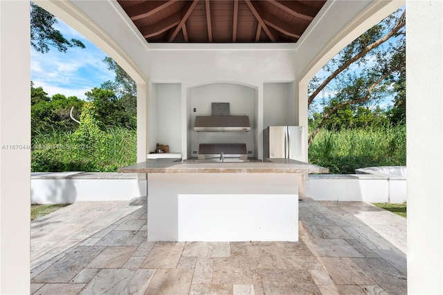 view of patio / terrace featuring an outdoor kitchen